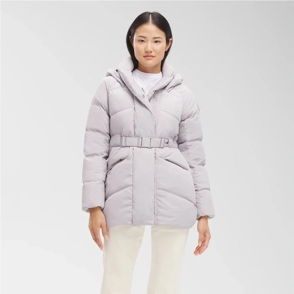 Canada Goose Moonstone Gray Hooded Belted Puffer Jacket - Picture 2 of 7